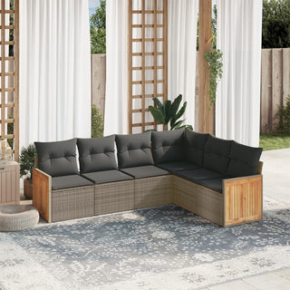 6-Delige Loungeset Met Kussens Poly Rattan