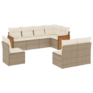 8-Delige Loungeset Met Kussens Poly Rattan Beige