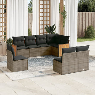 8-Delige Loungeset Met Kussens Poly Rattan Beige