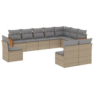 10-Delige Loungeset Met Kussens Poly Rattan