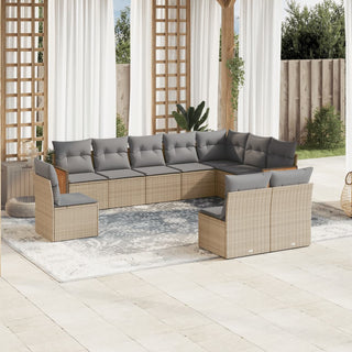 10-Delige Loungeset Met Kussens Poly Rattan