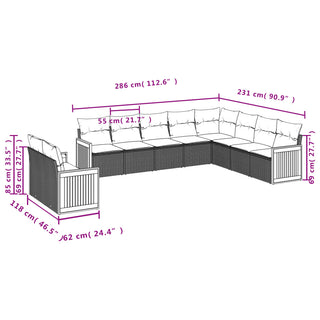 10-Delige Loungeset Met Kussens Poly Rattan