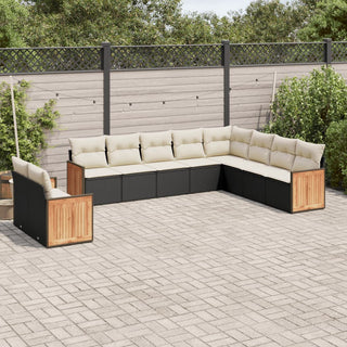 10-Delige Loungeset Met Kussens Poly Rattan