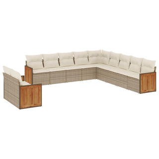 1 Tuinset Met Kussens Poly Rattan Beige