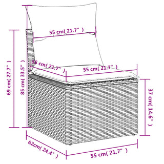 1 Tuinset Met Kussens Poly Rattan Beige