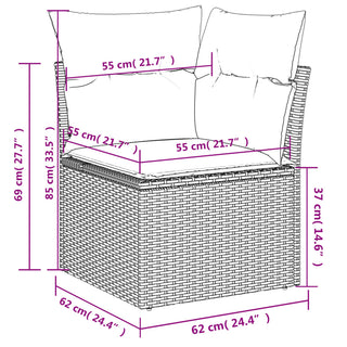 1 Tuinset Met Kussens Poly Rattan Beige