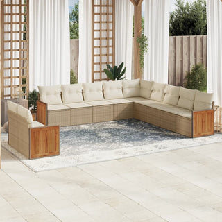 1 Tuinset Met Kussens Poly Rattan Beige