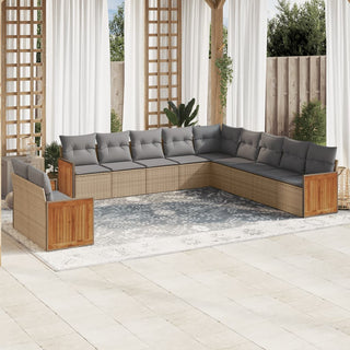 1 Tuinset Met Kussens Poly Rattan Beige