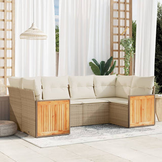 6-Delige Loungeset Met Kussens Poly Rattan