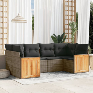 6-Delige Loungeset Met Kussens Poly Rattan