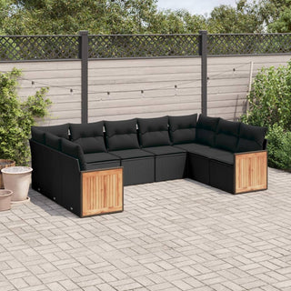 9-Delige Loungeset Met Kussens Poly Rattan