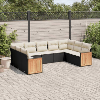 9-Delige Loungeset Met Kussens Poly Rattan