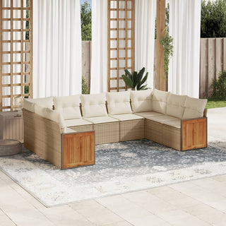 9-Delige Loungeset Met Kussens Poly Rattan