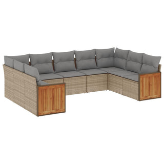 9-Delige Loungeset Met Kussens Poly Rattan