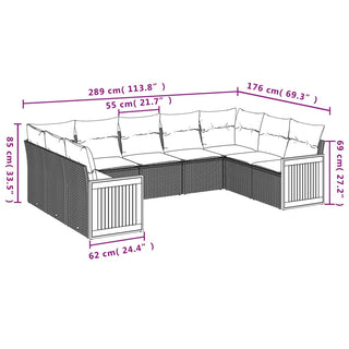 9-Delige Loungeset Met Kussens Poly Rattan