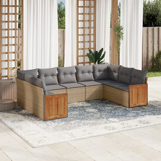 9-Delige Loungeset Met Kussens Poly Rattan