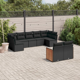 9-Delige Loungeset Met Kussens Poly Rattan