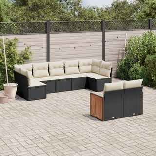 9-Delige Loungeset Met Kussens Poly Rattan