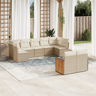 9-Delige Loungeset Met Kussens Poly Rattan