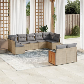 9-Delige Loungeset Met Kussens Poly Rattan