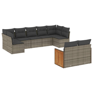 9-Delige Loungeset Met Kussens Poly Rattan