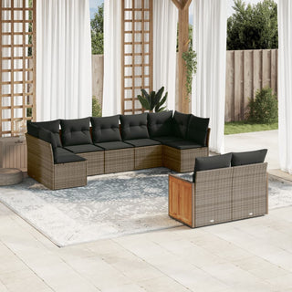 9-Delige Loungeset Met Kussens Poly Rattan