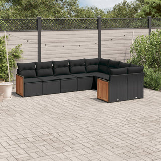 9-Delige Loungeset Met Kussens Poly Rattan