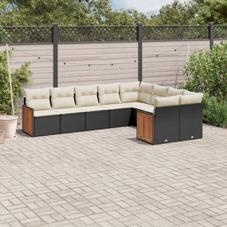 9-Delige Loungeset Met Kussens Poly Rattan