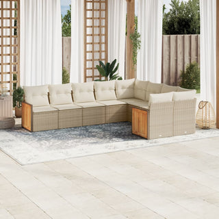 9-Delige Loungeset Met Kussens Poly Rattan