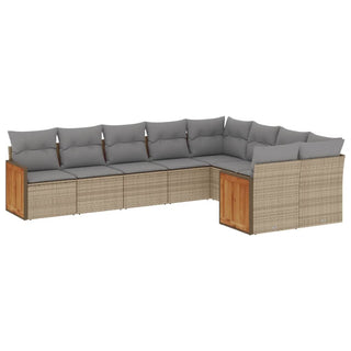 9-Delige Loungeset Met Kussens Poly Rattan