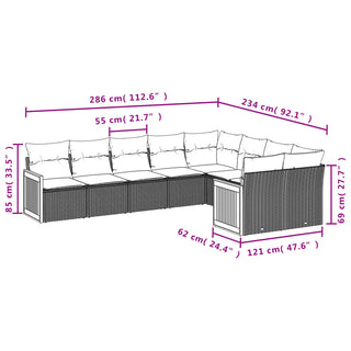 9-Delige Loungeset Met Kussens Poly Rattan