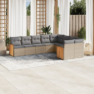 9-Delige Loungeset Met Kussens Poly Rattan