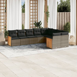 9-Delige Loungeset Met Kussens Poly Rattan