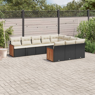 10-Delige Loungeset Met Kussens Poly Rattan