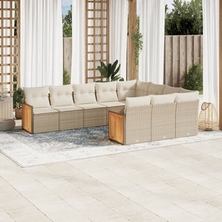 10-Delige Loungeset Met Kussens Poly Rattan