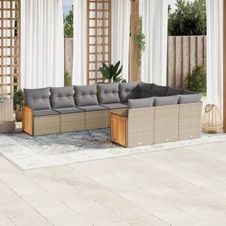 10-Delige Loungeset Met Kussens Poly Rattan