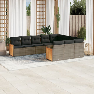 10-Delige Loungeset Met Kussens Poly Rattan