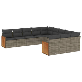 1 Loungeset Met Kussens Poly Rattan Grijs