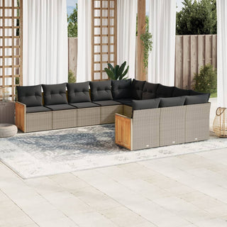 1 Loungeset Met Kussens Poly Rattan Grijs