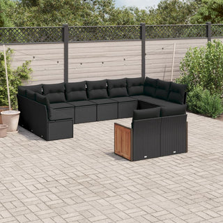 12-Delige Loungeset Met Kussens Poly Rattan Grijs