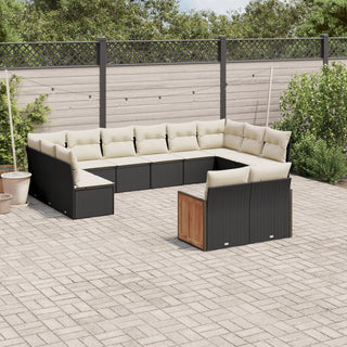 12-Delige Loungeset Met Kussens Poly Rattan Grijs