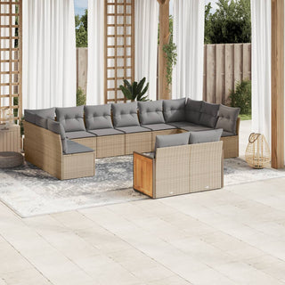 12-Delige Loungeset Met Kussens Poly Rattan Grijs