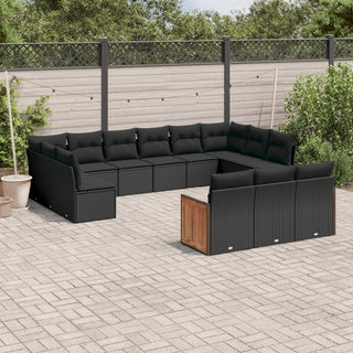 13-Delige Loungeset Met Kussens Poly Rattan Grijs