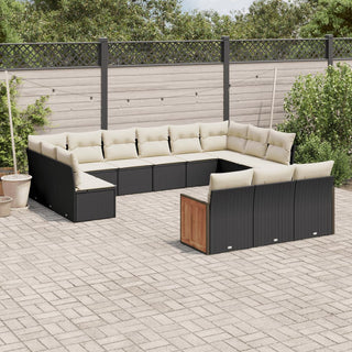 13-Delige Loungeset Met Kussens Poly Rattan Grijs