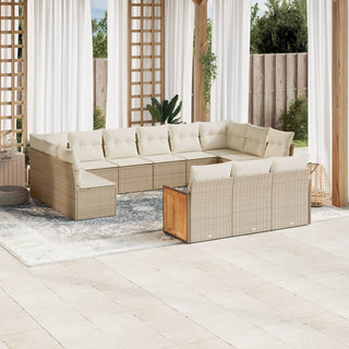 13-Delige Loungeset Met Kussens Poly Rattan Grijs