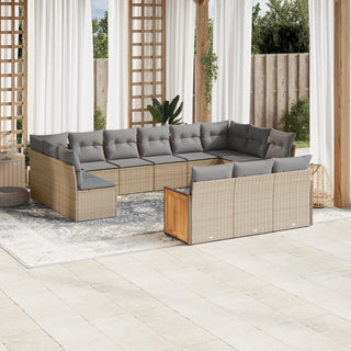 13-Delige Loungeset Met Kussens Poly Rattan Grijs