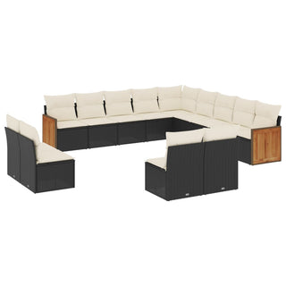 13-Delige Loungeset Met Kussens Poly Rattan Zwart