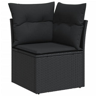 11-Delige Loungeset Met Kussens Poly Rattan Zwart