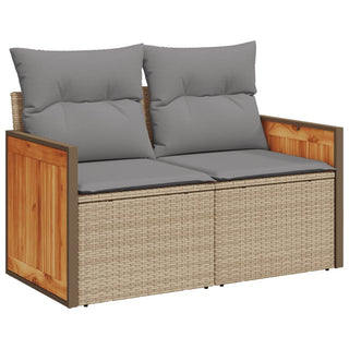 11-Delige Tuinset Met Kussens Poly Rattan Beige