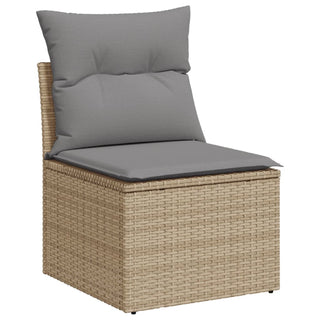 11-Delige Tuinset Met Kussens Poly Rattan Beige